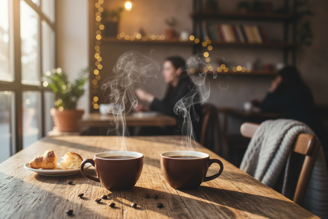 2 CUPS OF COFFEE ON TABLE